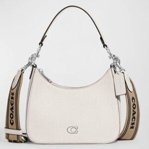 NWT! COACH ZIP LEATHER CROSSBODY BAG- CHALK 2 STRAPS